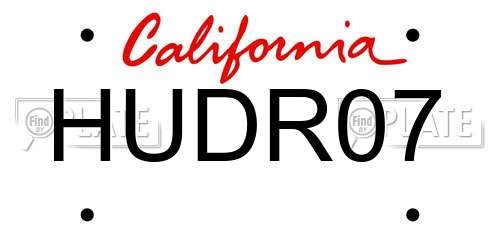 HUDR07 California License Plate