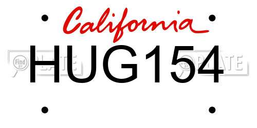 HUG154 California License Plate