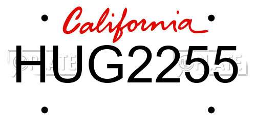 HUG2255 California License Plate