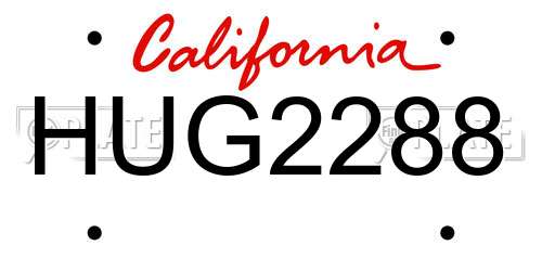 HUG2288 California License Plate