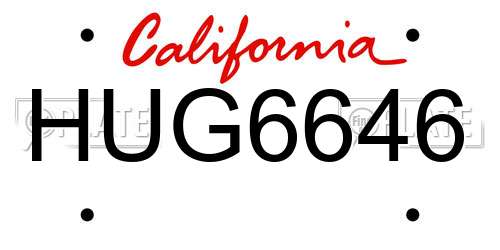 HUG6646 California License Plate