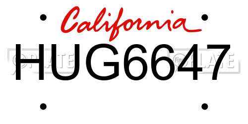 HUG6647 California License Plate
