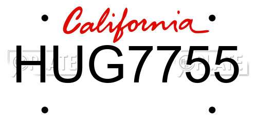 HUG7755 California License Plate