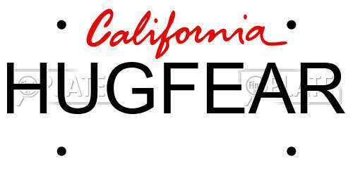 HUGFEAR California License Plate