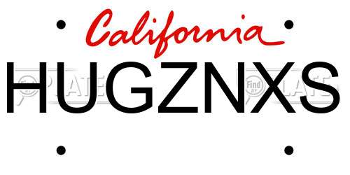 HUGZNXS California License Plate