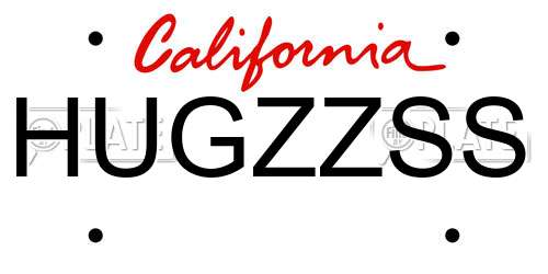 HUGZZSS California License Plate