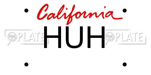 HUH California License Plate
