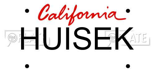 HUISEK California License Plate