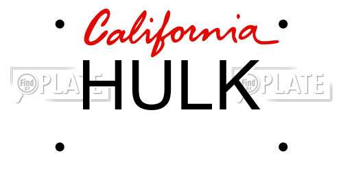 HULK California License Plate