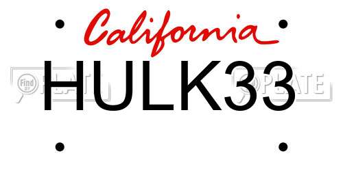 HULK33 California License Plate