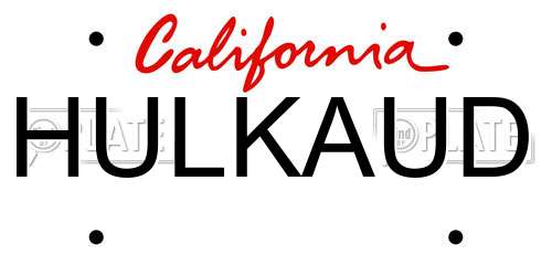 HULKAUD California License Plate