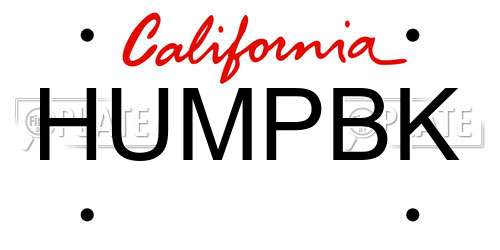 HUMPBK California License Plate