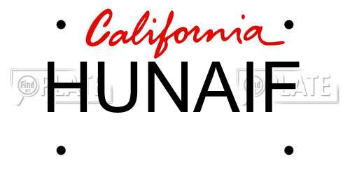 HUNAIF California License Plate