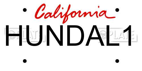 HUNDAL1 California License Plate