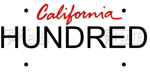 HUNDRED California License Plate