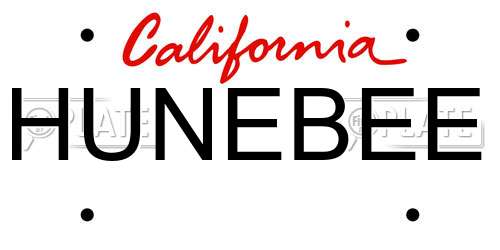 HUNEBEE California License Plate