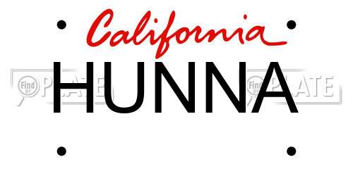 HUNNA California License Plate