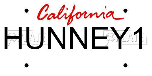 HUNNEY1 California License Plate