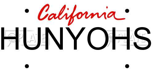 HUNYOHS California License Plate