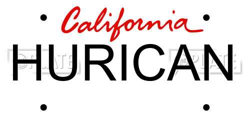 HURICAN California License Plate