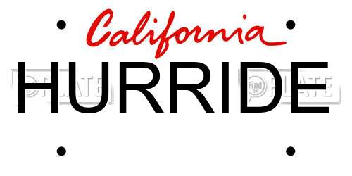 HURRIDE California License Plate