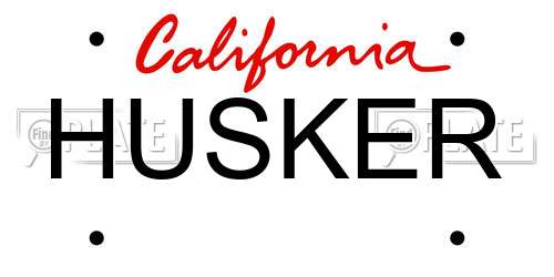 HUSKER California License Plate
