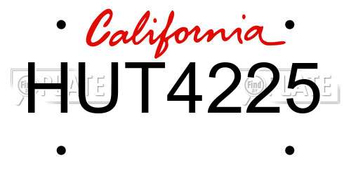 HUT4225 California License Plate