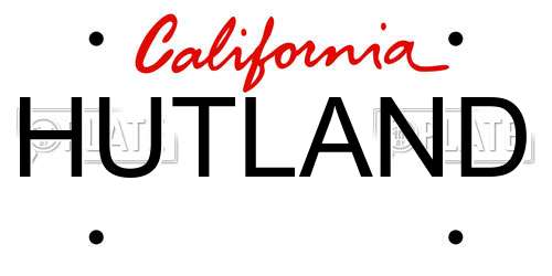 HUTLAND California License Plate