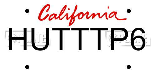 HUTTTP6 California License Plate