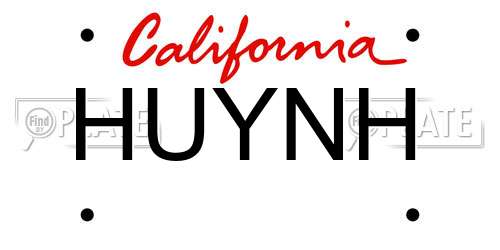 HUYNH California License Plate