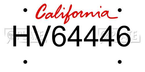 HV64446 California License Plate