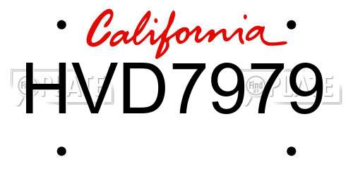 HVD7979 California License Plate