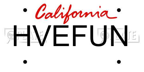 HVEFUN California License Plate