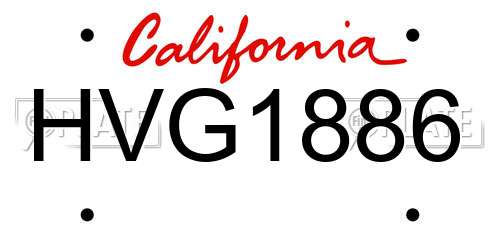 HVG1886 California License Plate