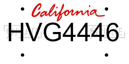 HVG4446 California License Plate