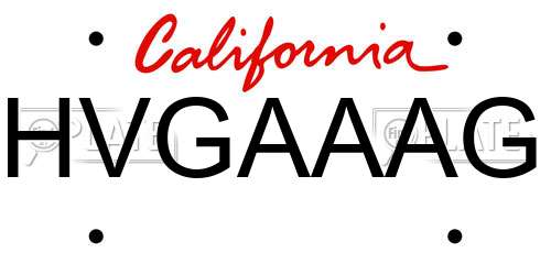 HVGAAAG California License Plate