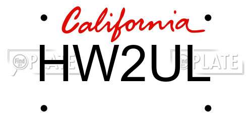 HW2UL California License Plate