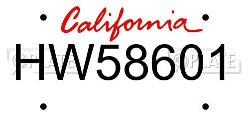 HW58601 California License Plate