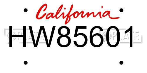 HW85601 California License Plate