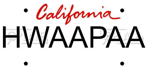 HWAAPAA California License Plate