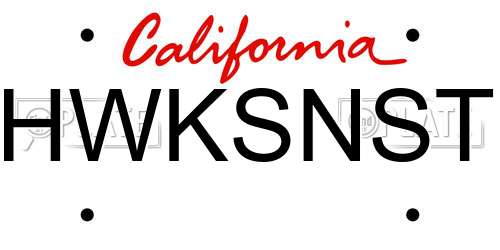 HWKSNST California License Plate