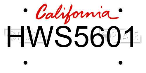 HWS5601 California License Plate
