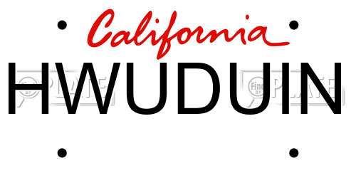 HWUDUIN California License Plate