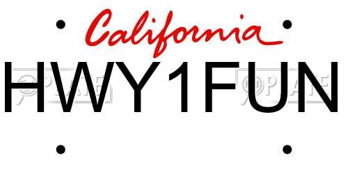 HWY1FUN California License Plate