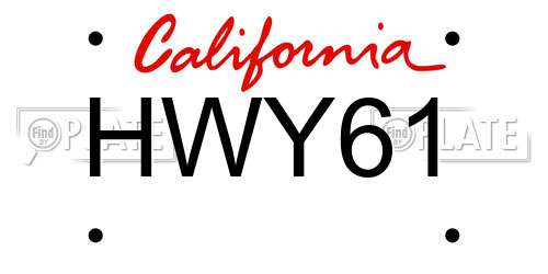 HWY61 California License Plate
