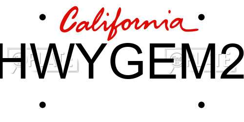 HWYGEM2 California License Plate