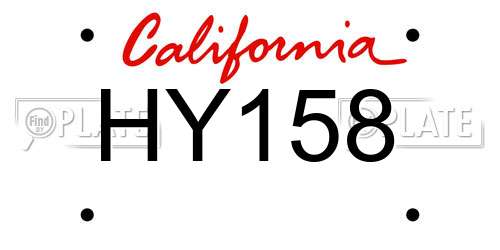 HY158 California License Plate