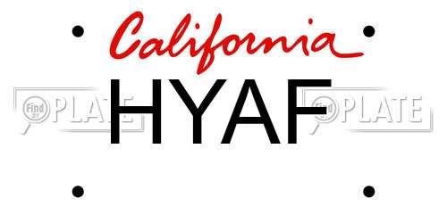 HYAF California License Plate