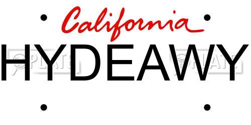 HYDEAWY California License Plate