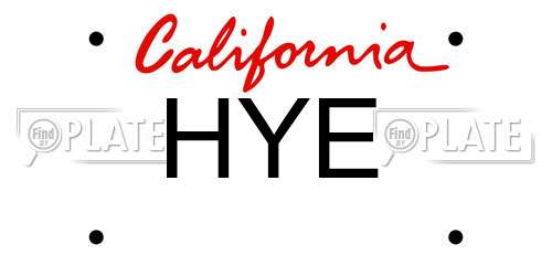 HYE California License Plate
